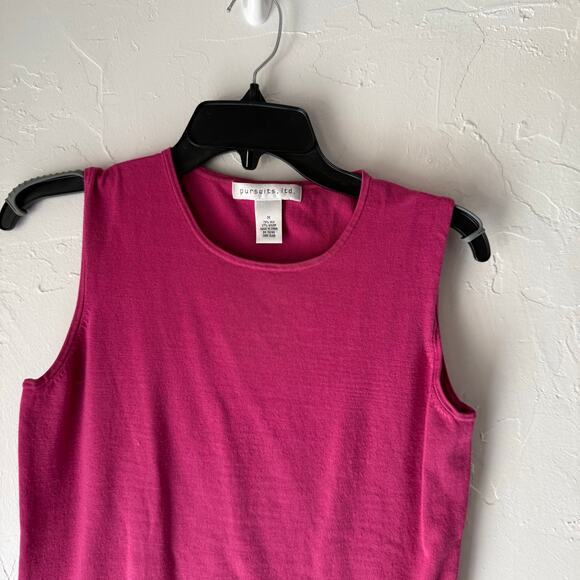 Y2K Magenta Silk Knit Tank Top – Pursuits Ltd. Sleeveless Minimalist Vintage - Picture 2 of 7